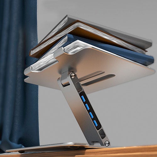 Cooling Laptop/Tablet Stand with 4 USB 3.0/SD Card Slots (Foldable, Portable)