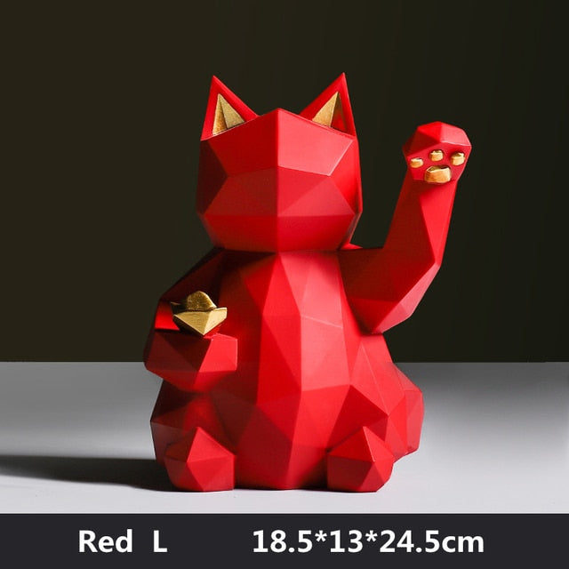 Geometry Lucky Cat Figurines