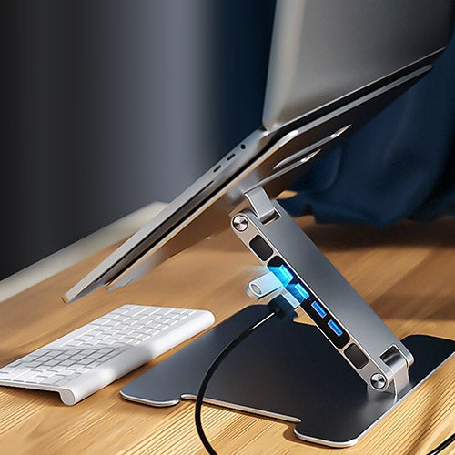 Cooling Laptop/Tablet Stand with 4 USB 3.0/SD Card Slots (Foldable, Portable)